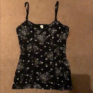 Cute Y2K black and grey faux corset top size L